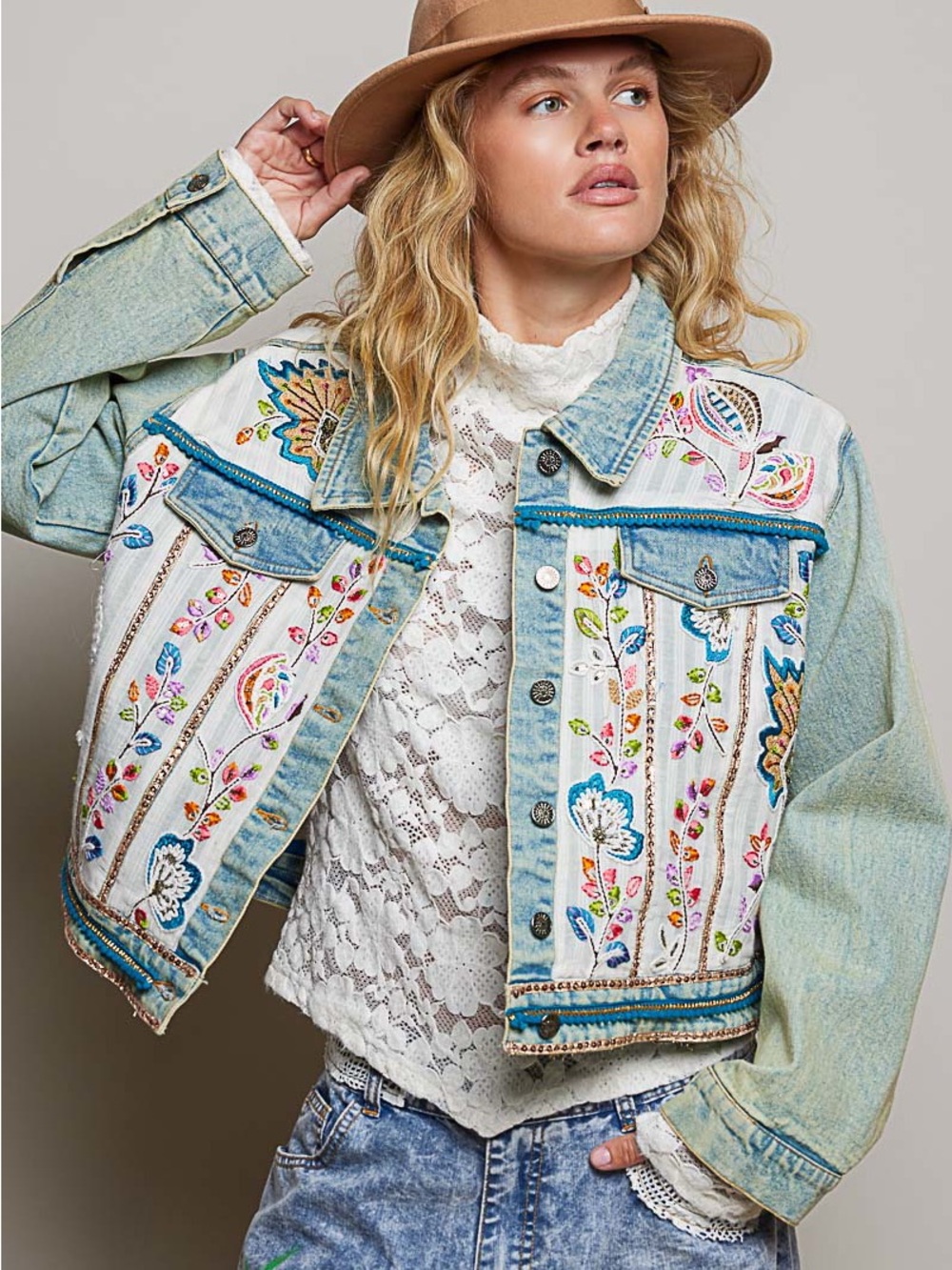 D45. POL hand-applied bead and sequin accents JACKET